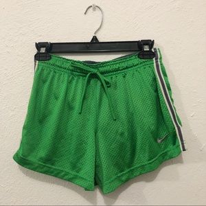 Green running shorts wt white side elastic // NIKE